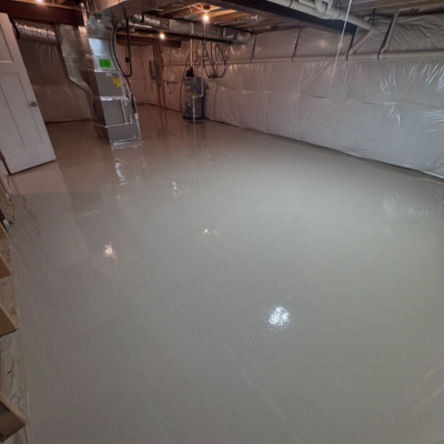 Epoxy floor installed by an epoxy floor basement company in Cincinnati.
