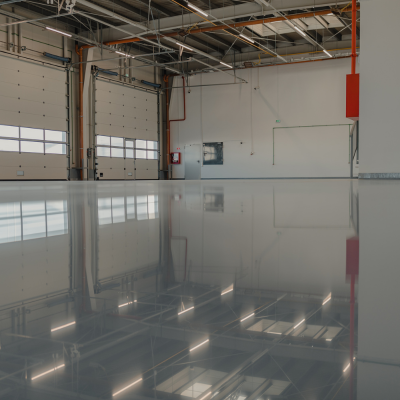 Custom industrial epoxy flooring for a Cincinnati automotive workshop.