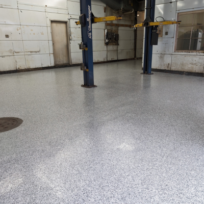 Seamless epoxy flooring in a Cincinnati manufacturing facility.